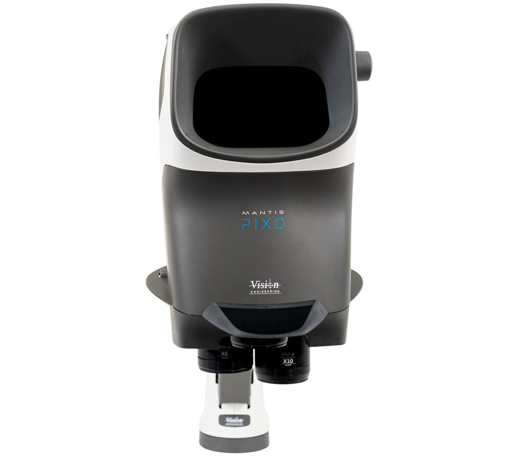 Mantis Pixo on Verso Stand front 1200×1045 copy Mantis PIXO stereo microscpe on Verso Arm front view
